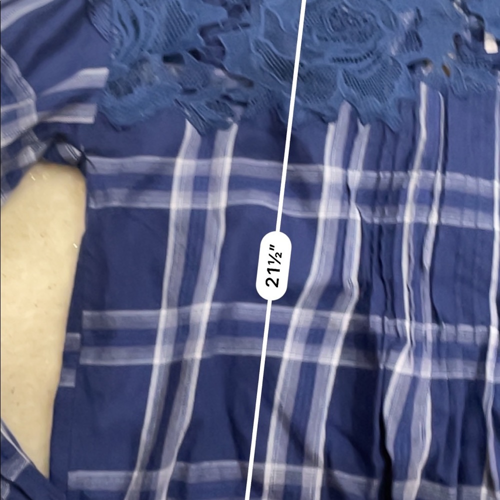 Free people blue darling Diana lace plaid shirt - Picture 6 of 6